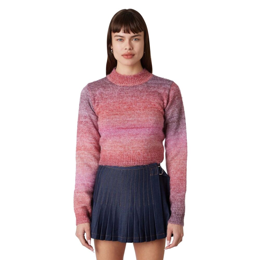 NIA Sweater Womens Medium Pink Aspen‎ Ombre Cropped Long Sleeve